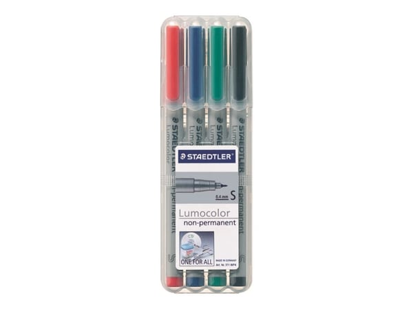 Staedtler 311 WP4, 4 kpl, Musta, Sininen, Vihreä, Punainen, Harmaa, Polypropeeni (PP), 0,4 mm