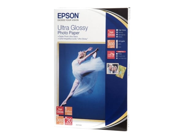 Epson Ultra Glossy Photo Paper - Blank - 100 x 150 mm 20 ark fotopapir - for EcoTank ET-1810, 2810, 2811, 2814, 2815, 2820, 2825, 2826, 2850, 2851,...