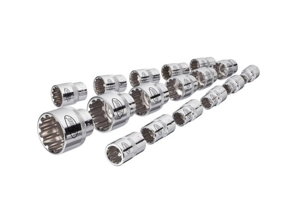 Vigor V1898, Støpselsett, 1/2", 17 hoder, 10,11,12,13,14,15,16,17,18,19,20,21,22,24,27,30,32 mm