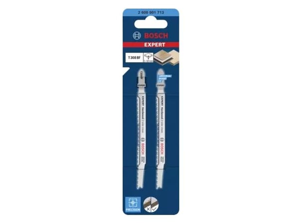 Bosch T 308 BF, Stikksagblad, Hårdt tre, Løvtre, Laminert Panel, Gipsplater, Bimetall, Rustfritt stål, 2 mm, 5 cm