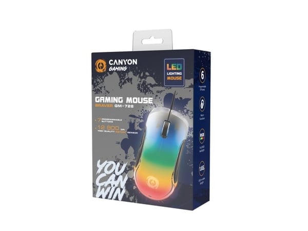 Canyon Gaming Braver GM-728 - Mus - optisk - 7 knapper - kablet - USB-A - svart - hengeboks