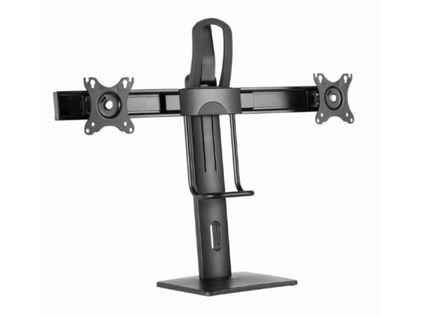 Gembird MS-D2-01 - Monteringssett (2 VESA-adaptere, sokkelplate, stativhus, armbøyle) - landskap/portrett - for 2 skjermer - høydejusterbar - alumi...