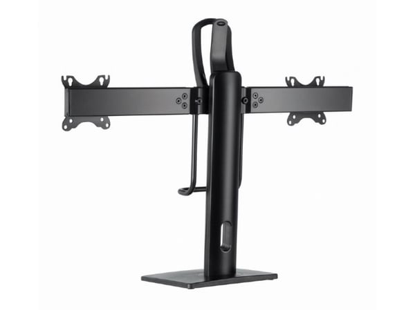 Gembird MS-D2-01 - Monteringssett (2 VESA-adaptere, sokkelplate, stativhus, armbøyle) - landskap/portrett - for 2 skjermer - høydejusterbar - alumi...