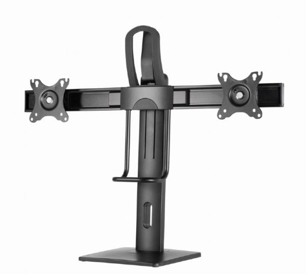 Gembird MS-D2-01 - Monteringssett (2 VESA-adaptere, sokkelplate, stativhus, armbøyle) - landskap/portrett - for 2 skjermer - høydejusterbar - alumi...