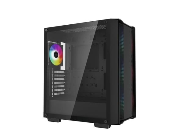 DeepCool CC560 ARGB V2 - Mid tower - ATX - genomskinlig sidopanel (härdat glas) - ingen strömförsörjning (ATX / PS/2) - svart - USB/ljud