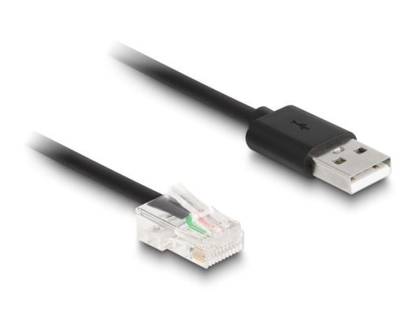 Delock - Strekkodeskannerkabel - RJ-50 (hann) til USB (hann) - 2 m - rullet sammen - svart