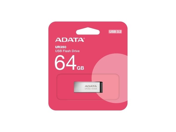ADATA UR350 - USB-flashstasjon - 64 GB - USB 3.2 Gen 1 - svart, nikkel