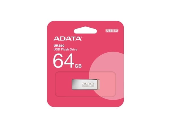 ADATA UR350, 64 GB, USB A-tyyppi, 3.2 Gen 1 (3.1 Gen 1), 100 MB/s, Ilman suojusta, Ruskea