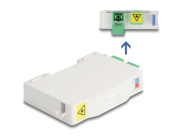 Delock - Fiberoptisk koblingsboks - with splice holder, 2 x SC simplex coupler - DIN-skinnemonterbar - hvit