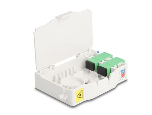 Delock - Fiberoptisk koblingsboks - with splice holder, 2 x SC simplex coupler - DIN-skinnemonterbar - hvit