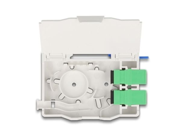 Delock - Fiberoptisk koblingsboks - with splice holder, 2 x SC simplex coupler - DIN-skinnemonterbar - hvit