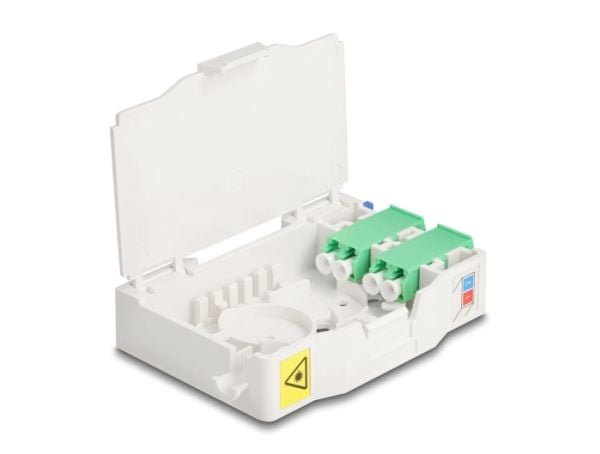 Delock - Kabelkoplingsboks - with splice holder - DIN-skinnemonterbar - LC Duplex x 2 - hvit