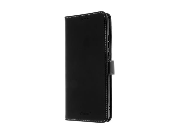 Insmat Exclusive - Lommebok for mobiltelefon - ekte skinn, termoplast-polyuretan (TPU), kartong+papir+aluminiumsfolie - svart - for OnePlus 12R