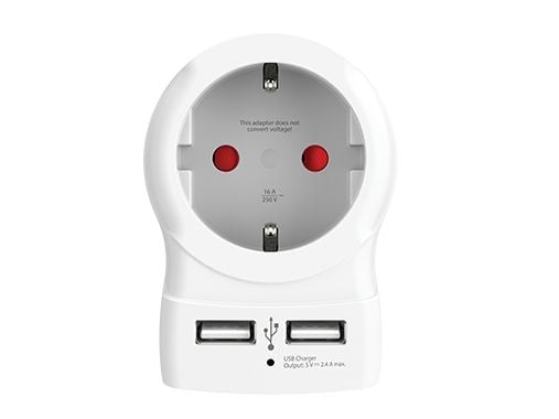 Skross 1500282 sovitin pistorasia USB:llä Valkoinen (1500282)