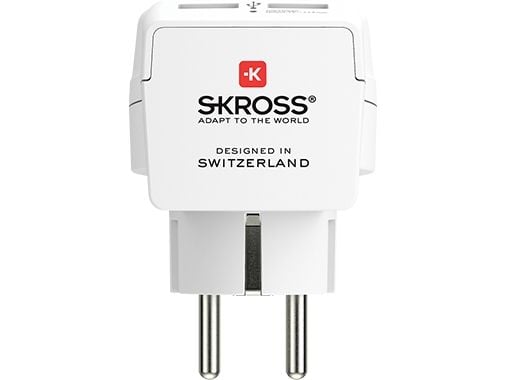Skross 1500282 sovitin pistorasia USB:llä Valkoinen (1500282)