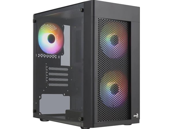 Aerocool Hexform, Mini Tower, PC, Svart, micro ATX, Mini-ITX, ABS, SPCC, Bak, Framsida