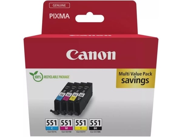 Canon CLI-551 BK/C/M/Y Multipack - 4-pack - 7 ml - svart, cyan, magenta, gul - original - boks - blekkbeholder - for MAXIFY MG6650; PIXMA iP8750, i...