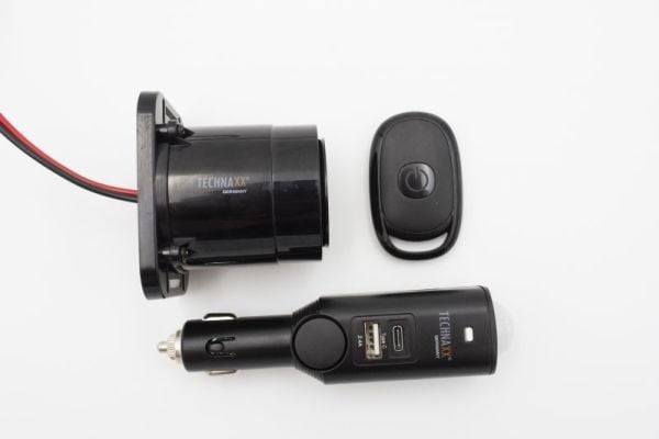 Technaxx TX-168, Auton hälytysjärjestelmä, Langallinen & langaton, musta, 105 dB, 2400 MHz, 10 m