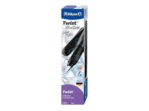 Pelikan 824613, Svart, Patronpåfyllningssystem, Blå, Rostfritt stål, Medium, Ambidextrous