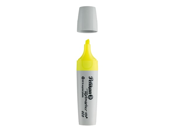 Pelikan Textmarker 490 eco, 1 stykker, Gult, Meisel tupp, Resirkulert plast, Fet/fin/middels, 1 mm