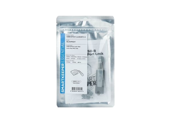 Smartkeeper BL04PKGY, Portblokkering + nøkkel, USB Type-B, Grå, Plast, 1 stykker, Polybag