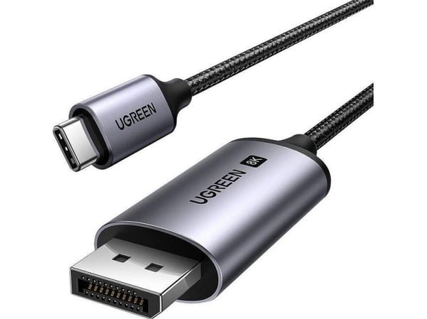 Ugreen CM556-kabel med USB-C og DisplayPort 8K-kontakter, 3 m lang - grå