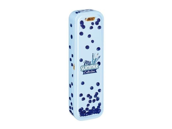 BIC Summer Blue Box, Klips, Uttrykkbar kulepenn med hengefeste, Gjenfyllbar, Sort, Blå, Grønn, Rød, 5 stykker