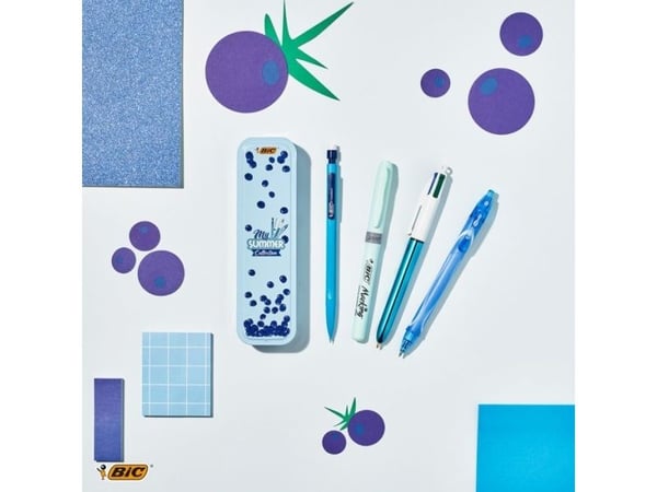 BIC Summer Blue Box, Klips, Uttrykkbar kulepenn med hengefeste, Gjenfyllbar, Sort, Blå, Grønn, Rød, 5 stykker