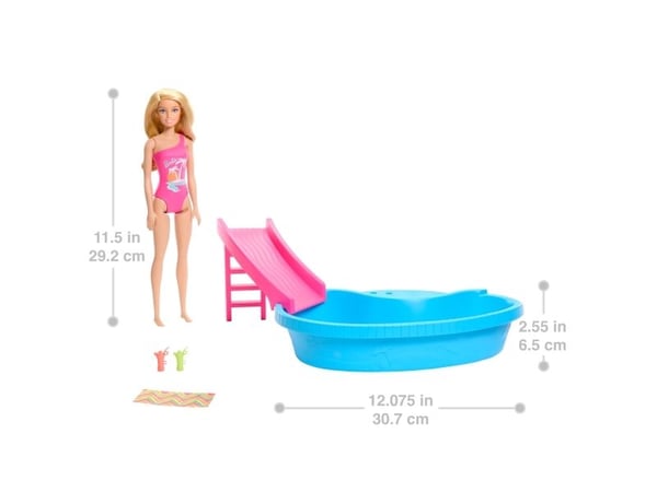 Barbie -nukke ja tarvikkeita, Nuken uima-allas, 3 vuosi/vuosia, 250 g