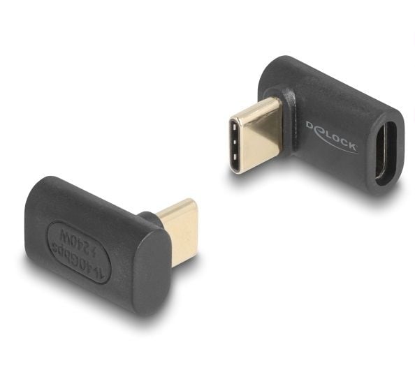 Delock - USB-adapter - USB-C (hann) vinklet til USB-C (hunn) - Thunderbolt 4 - 48 V - 5 A - støtte for Power Delivery 3,1, opp til 240 W strømforsy...