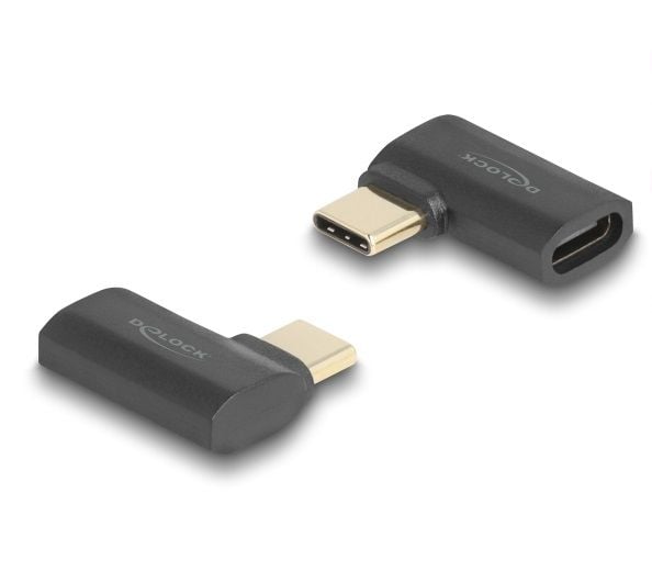 Delock - USB-adapter - USB-C (hann) til USB-C (hunn) venstre/høyre-vinklet - Thunderbolt 4 - 48 V - 5 A - støtte for Power Delivery 3,1, opp til 24...
