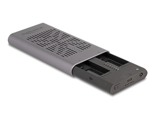 Delock - Drevkabinett - 20 Gbps, clone function - M.2 - M.2 NVMe Card - USB-C - grå