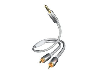 in-akustik Premium Audio - Lydkabel - minijakk hann til RCA x 2 hann - 1.5 m - dobbeltisolert - hvit, sølv
