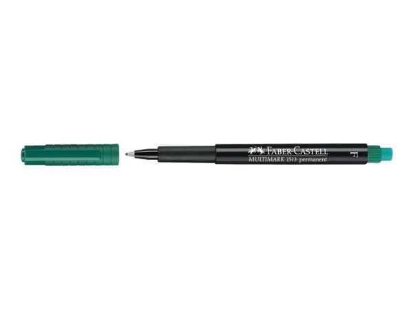 Faber-Castell MULTIMARK 1513 - Markør - permanent - grønn - 0.6 mm - fin - med viskelær