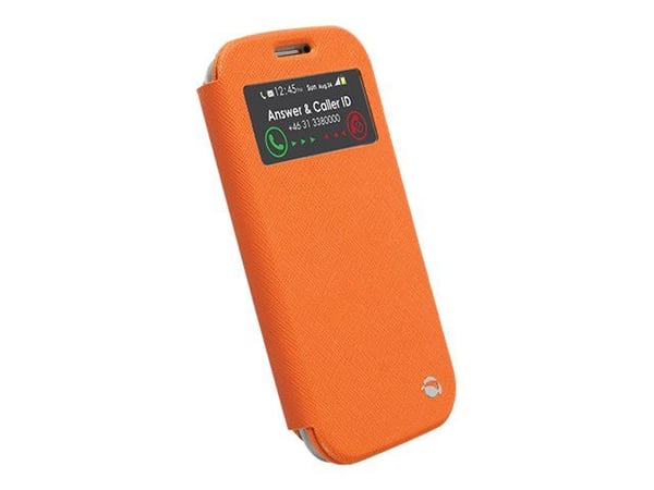 Krusell Malmö FlipCover View - Beskyttende deksel for mobiltelefon - oransje - for Samsung Galaxy S4