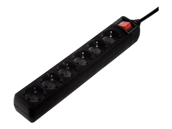 Hama 00030394, 6 AC-pistorasia(a), 230 V, 50 Hz, 3500 W, Musta, 1,4 m