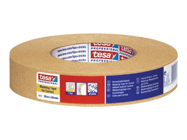 Tesa 4319 - Maskeringstape - 25 mm x 50 m - highly-creped paper - lysebrun