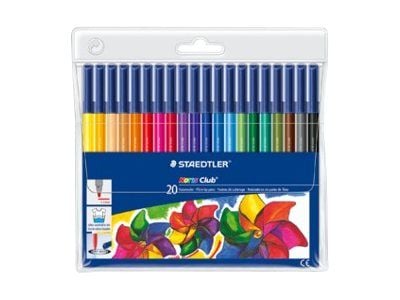 Fiberpenna Staedtler 326, låda med 20 st i olika färger.