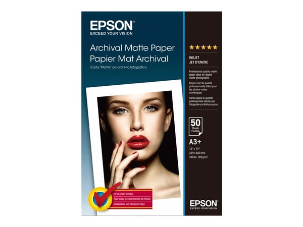 Epson Archival - Matt - Super A3/B (330 x 483 mm) - 192 g/m² - 50 ark papir - for SureColor SC-P700, P7500, P900, P9500, T2100, T3100, T3400, T3405...