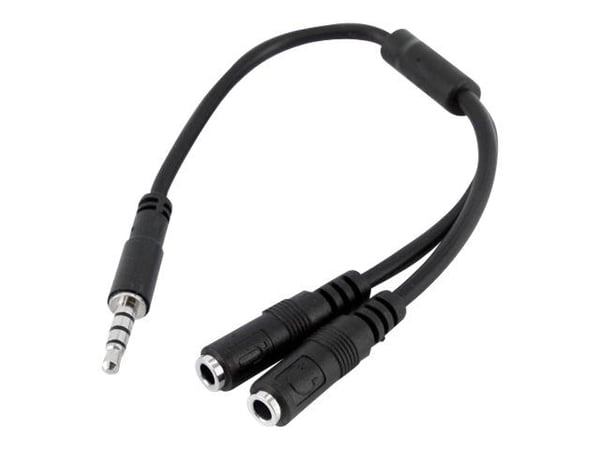 Startech 4 Position to 2x 3 Position 3.5mm Headset Splitter Adapter - Hodetelefonsplitter - 4-polsminijakk hann til minijakk hunn - 20 cm - svart -...