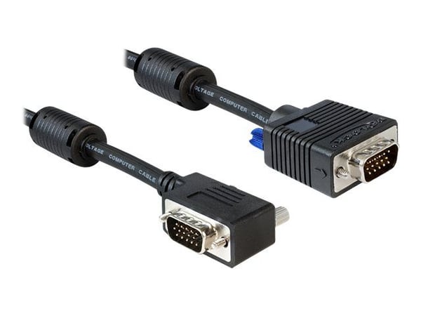 Delock - VGA-kabel - HD-15 (VGA) (hann) til HD-15 (VGA) (hann) - 2 m - 90° kontakt