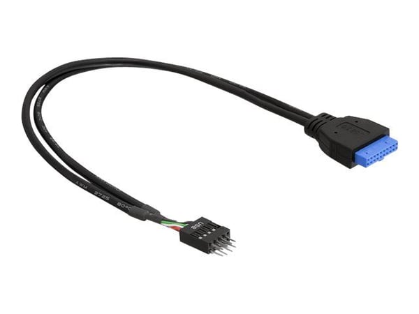 Delock - USB-internkabel - 19-pins USB 3.0-plugg (hunn) til 9-pins USB-header (hann) - 45 cm - svart