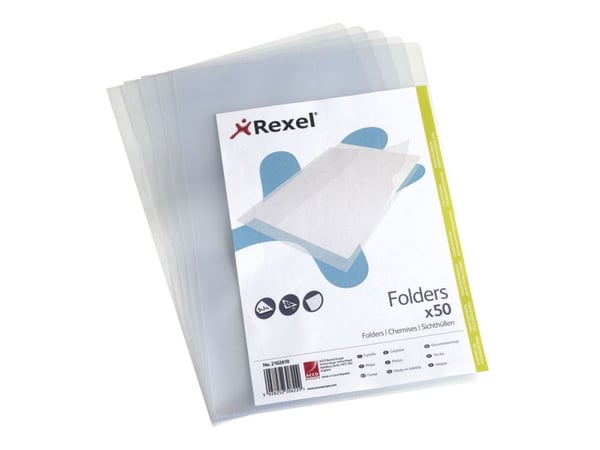 Rexel - L-formet mappe - for A4 (210 x 297 mm) - krystallklar (en pakke 50)