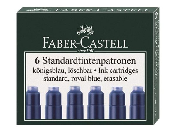 Faber-Castell - Blekkpatron - ikke-permanent - kongelig blått (en pakke 6)