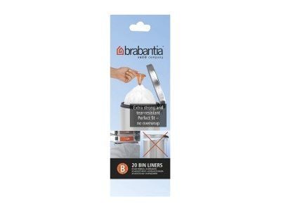 Brabantia Size B - Søppeldunkfôr - trekksnor - 5 L - høytetthetspolyetylen (LDPE) - hvit 20
