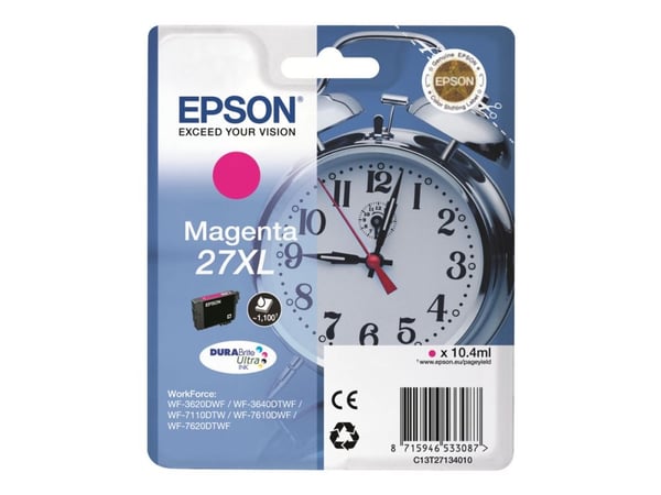 Tulostuskasetti EPSON T2713 CLOCK C13T27134012 C13T271340, 1.100 sivua, Magenta
