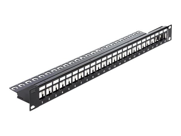 Delock Keystone Patch Panel - Koblingspanel - svart - 1U - 19" - 24 porter