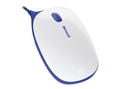 Microsoft Express Mouse - Mus - høyre- og venstrehåndet - optisk - 3 knapper - kablet - USB - hvit, blå