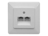 ZE KOMMUNIKATIONSTECHNIK UAE 2x8 - Planforsænket stikdåse - RJ-45 X 2 - perlehvid, RAL 1013 - 1-gang