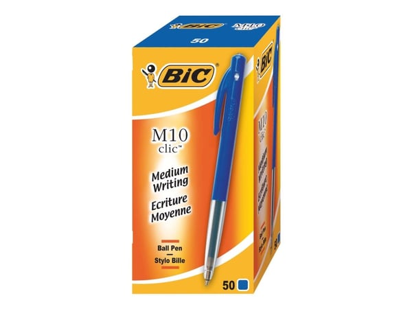 Kuglepen BIC Clic M10 blå Medium - (50 stk.)